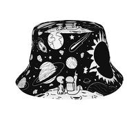 JBYJBX Chapeau bob unisexe imprimé astronaute casquette de pêcheur d'été voyage protection solaire activités de plein air noir noir taille unique, Noir, taille unique