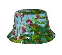 JBYJBX Chapeau bob unisexe imprimé coccinelle casquette de pêcheur d'été voyage protection solaire activités de plein air noir noir taille unique, Noir, taille unique