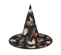 JBYJBX Chapeau de sorcière avec imprimé coq français pour Halloween, fête et cosplay, décorations de fête de sorcière