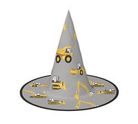 JBYJBX Chapeau de sorcière imprimé camions de chantier pour Halloween Costume Chapeau de sorcière pour fête et cosplay, décorations de fête de sorcière