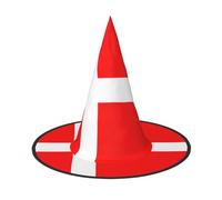 JBYJBX Chapeau de sorcière imprimé drapeau danois du Danemark pour Halloween, fête et cosplay, décorations de fête de sorcière