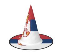 JBYJBX Chapeau de sorcière imprimé drapeau de la Serbie pour Halloween, fête et cosplay, décorations de fête de sorcière