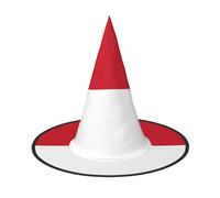 JBYJBX Chapeau de sorcière imprimé drapeau de Monaco pour Halloween, fête et cosplay, décorations de fête de sorcière