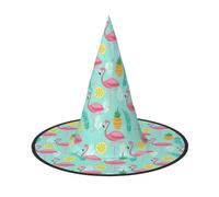JBYJBX Chapeau de sorcière imprimé flamant rose pour Halloween, fête et cosplay, décorations de fête de sorcière