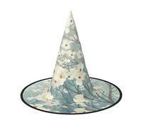 JBYJBX Chapeau de sorcière imprimé fleurs printanières pour Halloween, costume de sorcière pour fête et cosplay, décorations de fête de sorcière