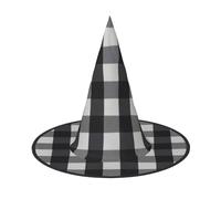 JBYJBX Chapeau de sorcière noir et blanc à imprimé écossais pour Halloween, fête et cosplay, décorations de fête de sorcière