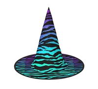 JBYJBX Chapeau de sorcière pour Halloween, motif zèbre, violet, bleu, vert, camouflage, zèbre, pour fête et cosplay, décorations de fête de sorcière