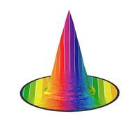 JBYJBX Chapeau d'Halloween à rayures arc-en-ciel pour costume de sorcière pour fête et cosplay, décorations de fête de sorcière