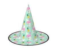 JBYJBX Chapeau d'Halloween avec imprimé flamant rose et ananas rouge pour fête et cosplay, décorations de fête de sorcière