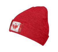 JBYJBX Chapeau tricoté unisexe imprimé drapeau du Canada chapeau quotidien anniversaire thème bonnet elasti bonnet loisirs en plein air, Rouge, Taille unique