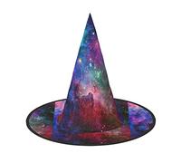 JBYJBX Costume de chapeau de sorcière imprimé galaxie coloré pour fête et cosplay, décorations de fête de sorcière