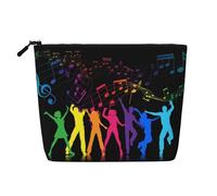 JBYJBX Dance With Music Print Trousse de maquillage imperméable de voyage fourre-tout à fermeture éclair pour femme Noir Taille unique, Noir, One Size