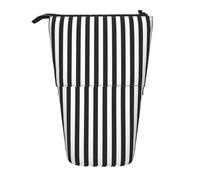 JBYJBX Drapeau américain étoiles rayures impression étui à crayons multifonction télescopique organisateur, sac de rangement pour fournitures de bureau, Rayures noires et blanches, One Size