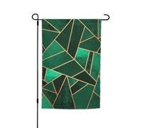 Jbyjbx Drapeau de jardin à imprimé géométrique noir et doré - Superbe drapeau d'extérieur - Décoration de cour - Porches et jardins - Résistant à la décoloration