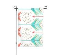 Jbyjbx Drapeau de jardin avec flèches corail et bleu sarcelle, magnifique drapeau extérieur, décoration de cour, porches, jardins, résistant à la décoloration