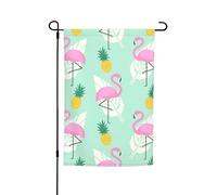 Jbyjbx Drapeau de jardin avec imprimé flamant rose et ananas rouges, pour extérieur, décoration de cour, porches, jardins, résistant à la décoloration