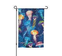 Jbyjbx Drapeau de jardin avec méduses colorées - Superbe drapeau de jardin - Décoration de cour - Résistant à la décoloration