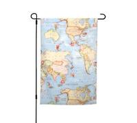 Jbyjbx Drapeau de jardin imprimé cartes du monde magnifiquement drapeau extérieur décoration de cour porches jardins résistant à la décoloration