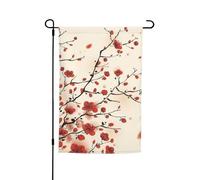 Jbyjbx Drapeau de jardin japonais avec imprimé floral prune printanière, magnifique drapeau extérieur, décoration de cour, porches, jardins, résistant à la décoloration