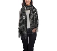 JBYJBX Écharpe à pompons imprimée Supernatural Inspiration 197,1 x 71,1 cm pour femme, cadeau chaud et doux pour l'automne et l'hiver, noir, taille unique