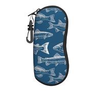 JBYJBX Étui à lunettes de voyage léger avec fermeture éclair Motif poissons de l'océan, noir, taille unique