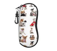 JBYJBX Étui à lunettes léger avec fermeture éclair Motif carlin Chihuahua, noir, taille unique
