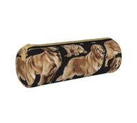 JBYJBX Golden Retrievers Trousse à crayons en cuir avec imprimé - Trousse fine et mignonne pour adultes, hommes et femmes, blanc, Taille unique