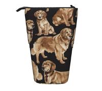 JBYJBX Golden Retrievers Trousse à crayons télescopique multifonction avec imprimé - Sac de rangement pour papeterie, noir, taille unique, Noir , Taille unique