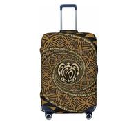 JBYJBX Hawaïen Tapa Honu Tortue Imprimée Valise Housse de Bagage Housse de Protection Lavable Élastique Tendance Voyage Gear Cover, Noir , x-large