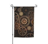 Jbyjbx Horloge à engrenages en bronze avec impression siècle - Superbe drapeau de jardin - Drapeau d'extérieur - Décoration de cour - Porches - Résistant à la décoloration