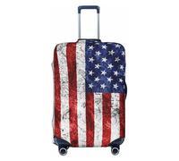 JBYJBX Housse de protection pour valise, motif drapeau américain, indépendance, 4 juillet, lavable, élastique, tendance, Noir/blanc, Medium