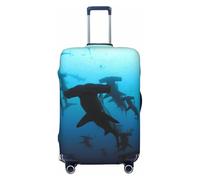 JBYJBX Housse de protection pour valise, motif requins marteaux, lavable, élastique, tendance, Noir/blanc, Small