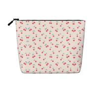 JBYJBX Jolie trousse de maquillage imperméable à imprimé cerise rouge avec fermeture éclair pour femme, noir, taille unique, Noir, One Size