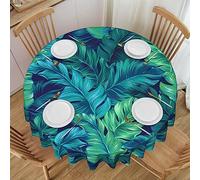 JBYJBX Nappe ronde imprimée feuilles de palmier tropicales 152,4 cm printemps/été, nappe lavable pour décoration intérieure et extérieure