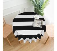 JBYJBX Nappe ronde lavable à rayures noires et blanches de 152,4 cm pour anniversaire, maison, dîner, pique-nique, fête