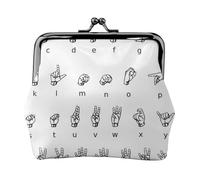 Jbyjbx Porte-monnaie compact en langue des signes de l'alphabet avec fermeture éclair pour un usage quotidien et cadeaux