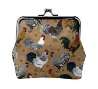 Jbyjbx Porte-monnaie compact imprimé coq et poule avec fermeture éclair pour un usage quotidien et cadeaux