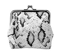Jbyjbx Porte-monnaie compact imprimé peau de serpent noir et blanc mignon petit portefeuille à fermeture éclair avec verrou de baiser pour un usage quotidien et cadeaux