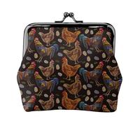 Jbyjbx Porte-monnaie compact imprimé poule mignon petit portefeuille à fermeture éclair avec verrou de baiser pour un usage quotidien et cadeaux