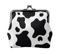 Jbyjbx Porte-monnaie compact noir et blanc imprimé vache mignon petit portefeuille avec fermeture éclair pour un usage quotidien et cadeaux