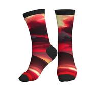 JBYJBX Red Sky At Night Starry Print Chaussettes de sport unisexes respirantes pour course à pied, fitness, entraînement, 3 noir, Taille unique