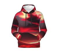 JBYJBX Red Sky At Night Starry Print Sweat-shirt à capuche pour homme Pull léger pour le printemps, l'automne et l'hiver, Noir , S