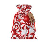 JBYJBX Sac cadeau de Noël avec cordon de serrage imprimé sucre d'orge pour Noël