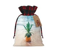 JBYJBX Sac cadeau de Noël avec cordon de serrage Motif ananas au bord de la mer