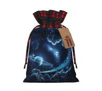 JBYJBX Sac cadeau de Noël avec cordon de serrage Motif lune étoiles et planètes