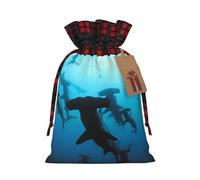 JBYJBX Sac cadeau de Noël avec cordon de serrage pour emballage de Noël Motif requins marteaux