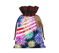 JBYJBX Sac cadeau patriotique du 4 juillet avec cordon de serrage pour emballage de Noël, emballage festif, cadeaux de fête
