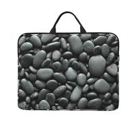 Jbyjbx Sac de transport pour ordinateur portable de 14 pouces avec imprimé galets noirs, élégant, imperméable, compact, pour homme et femme, noir, taille unique, Noir , Taille unique