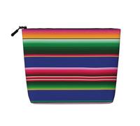 JBYJBX Sacs de maquillage colorés mexicains imprimés à rayures étanches Voyage cosmétique fourre-tout pochette zippée pour femme trousse de toilette, noir, One Size