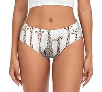 JBYJBX Slip pour femme imprimé girafes sauvages mignonnes de dessins animés sous-vêtements dames sans couture respirant culotte avec évacuation de l'humidité, Noir/blanc, XX-Large